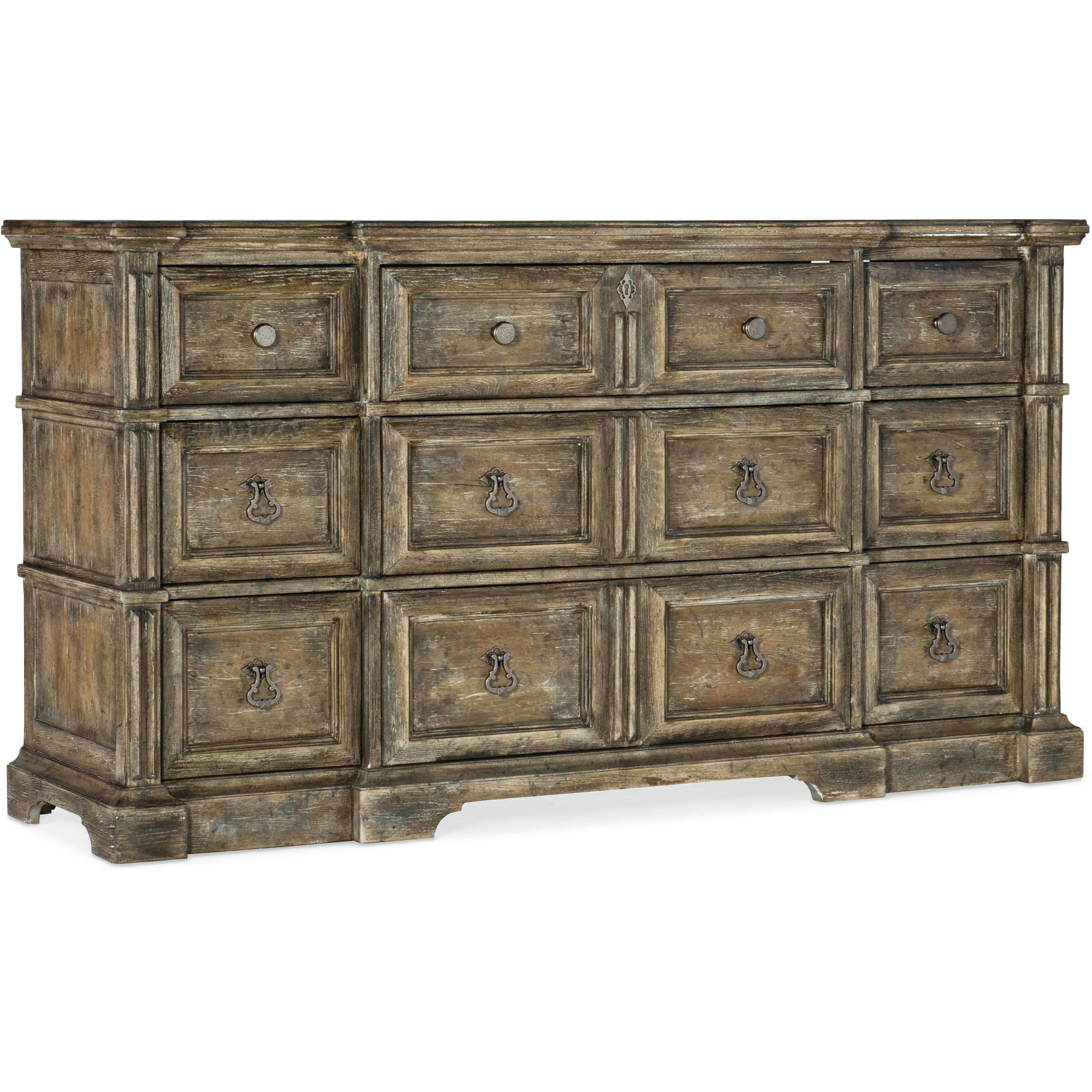 Hooker Furniture La Grange 69609000280 Traditional NineDrawer Dresser with Felt Lined Drawers
